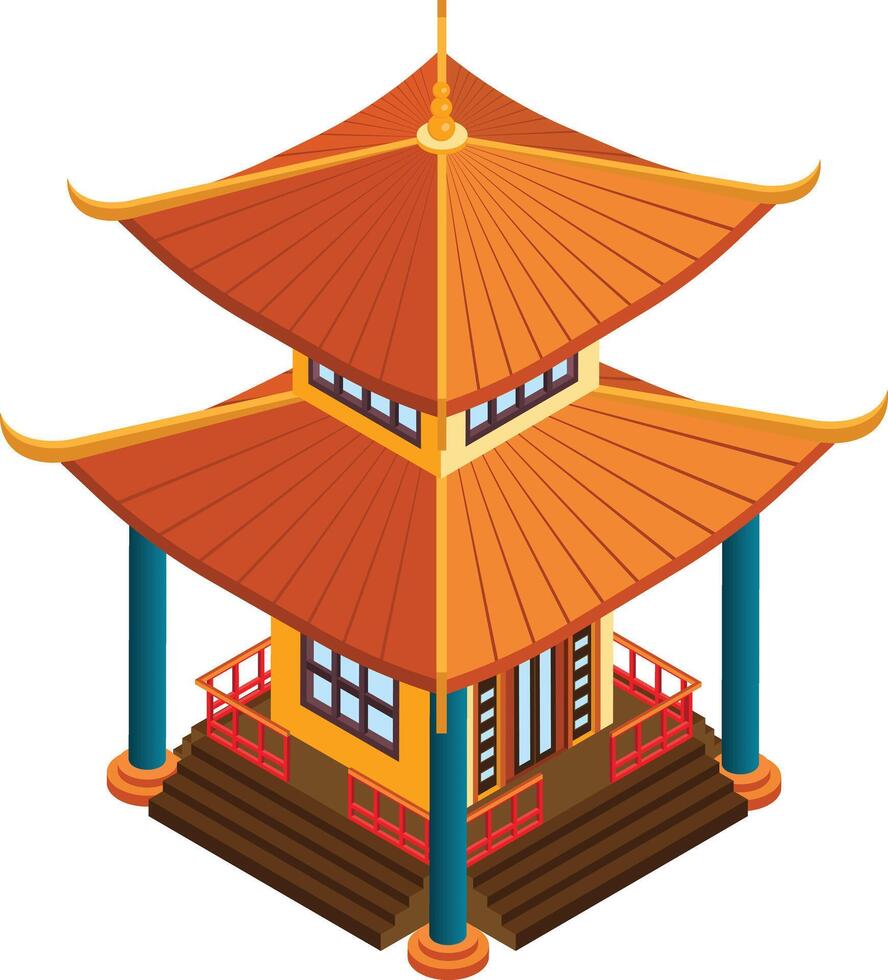 Isometric Chinese House Illustration vector