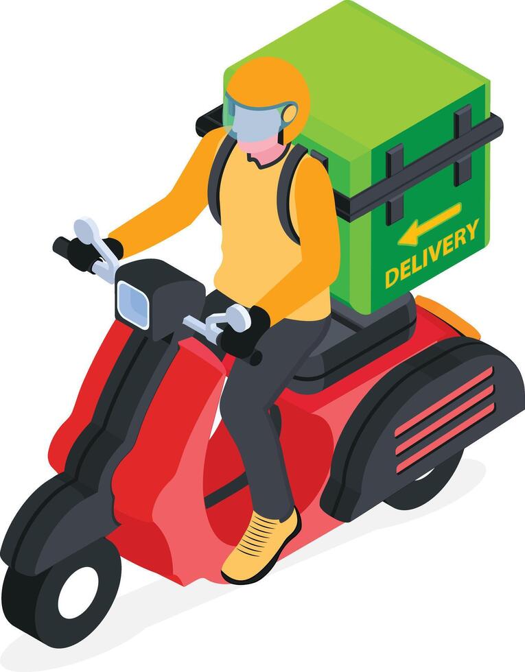 Delivery Guy on Scooter Carrying a Bag of Packages vector