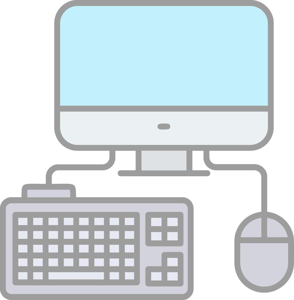 Computer Line Filled Light Icon vector