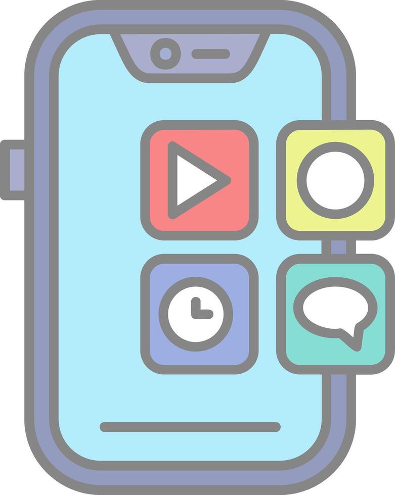Mobile application Line Filled Light Icon vector