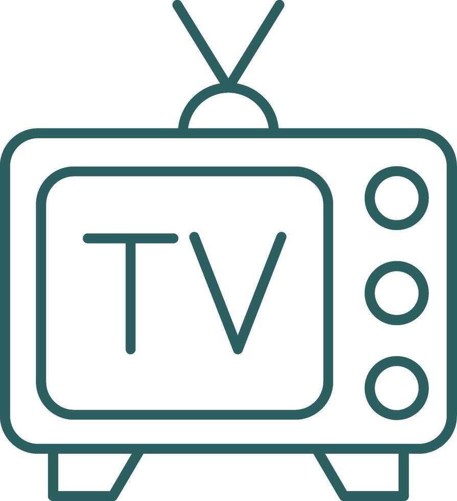 icono de gradiente de línea de tv vector