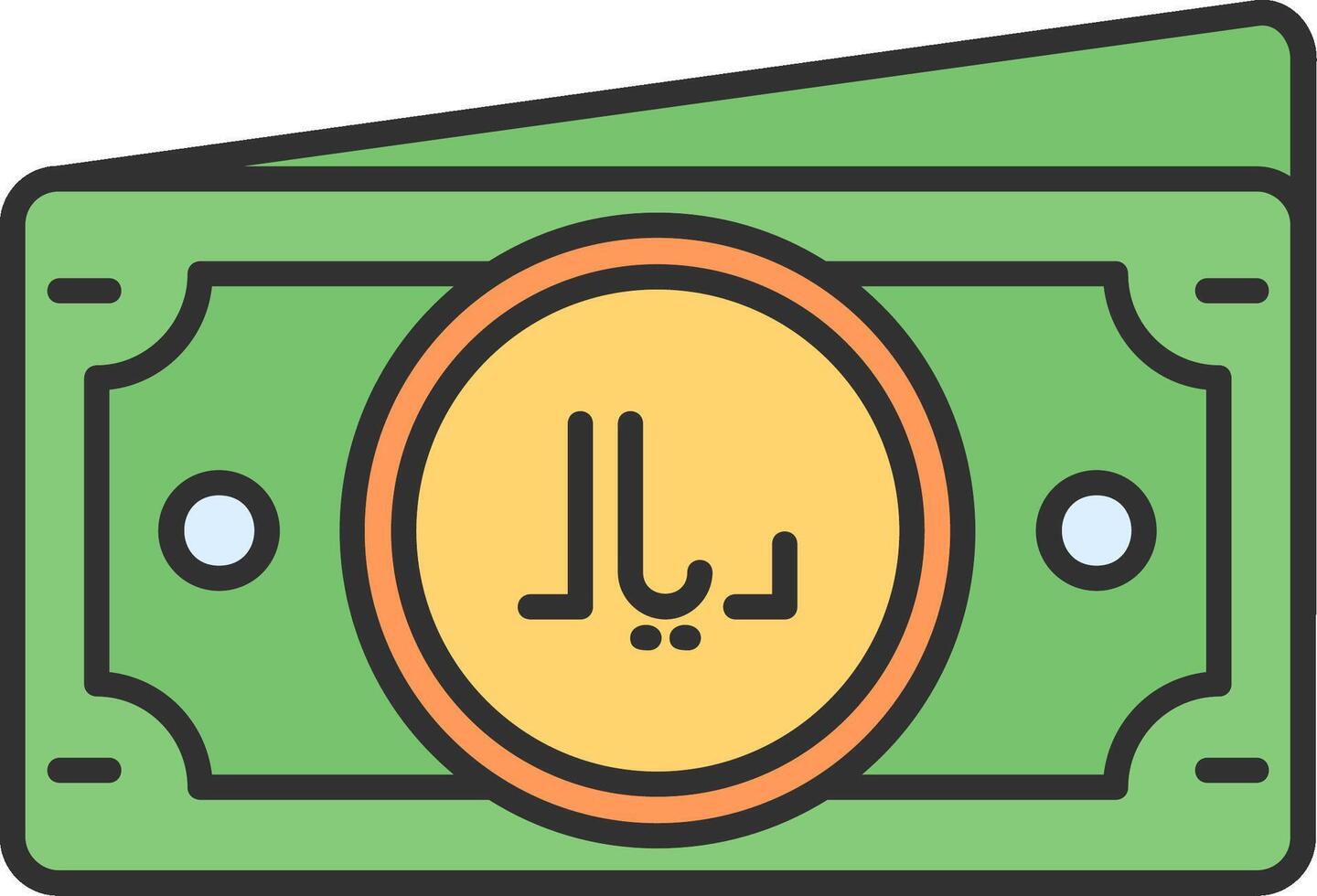 riyal línea lleno ligero icono vector