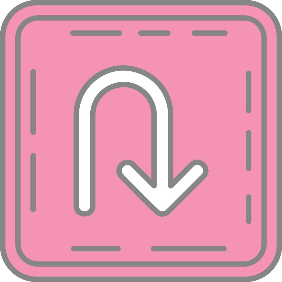 U turn Line Filled Light Icon vector