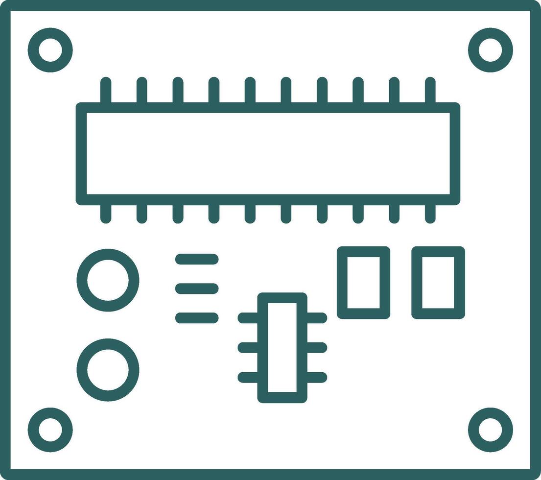 icono de gradiente de línea de placa pcb vector