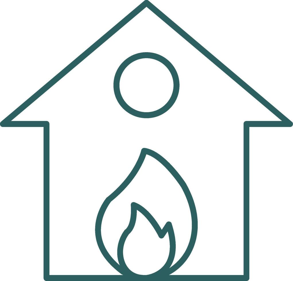 Burning House Line Gradient Icon vector