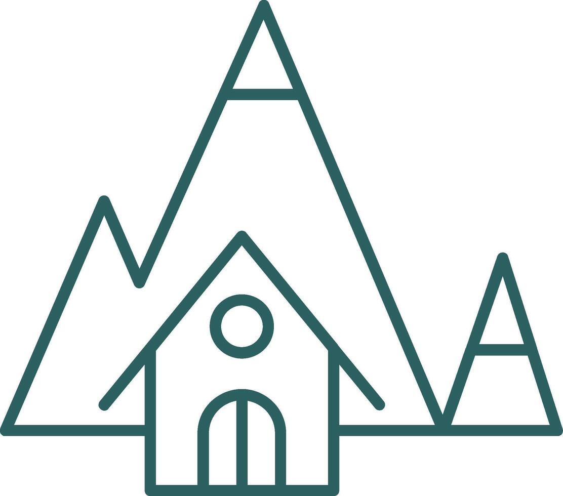 Mountain House Line Gradient Icon vector