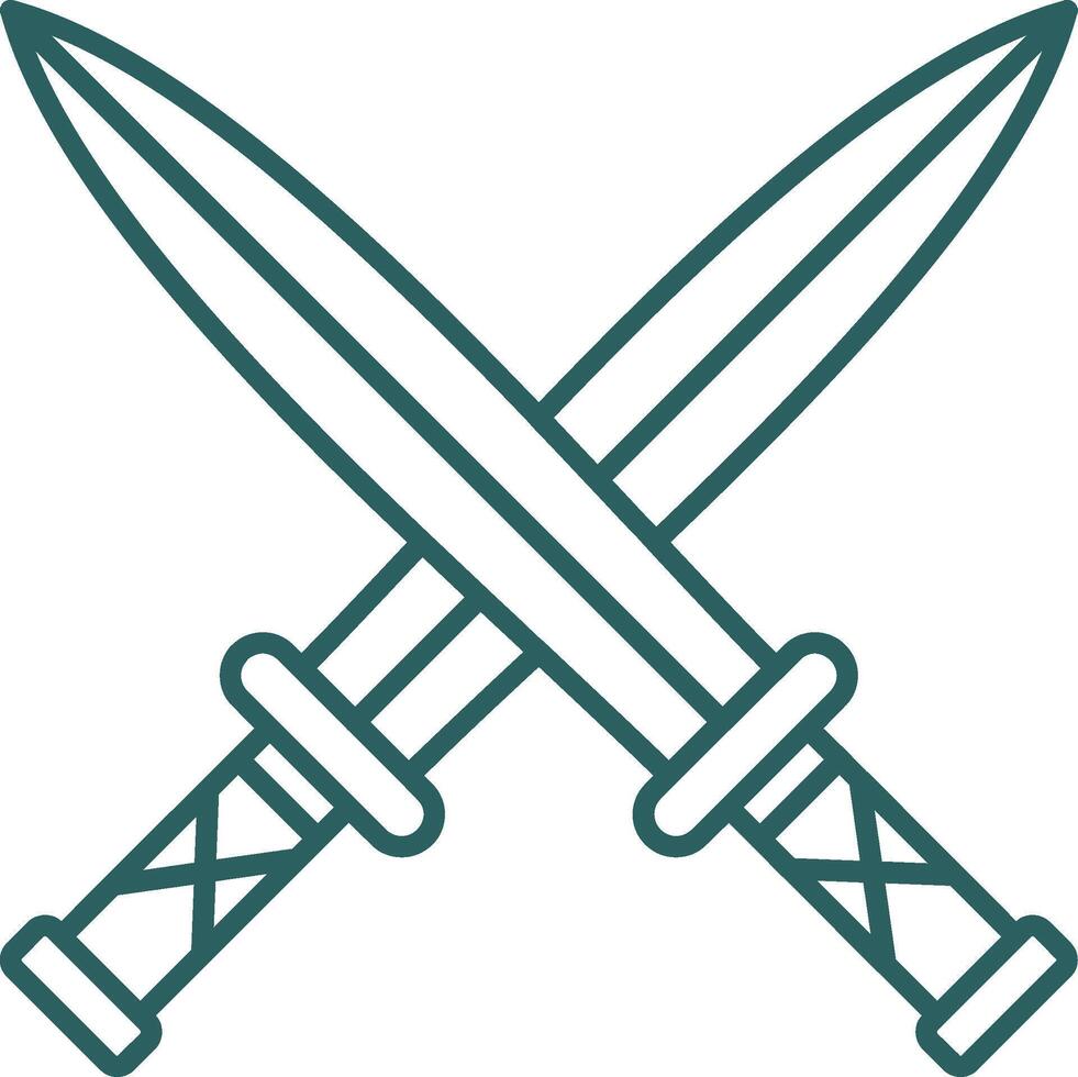 Two Swords Line Gradient Icon vector