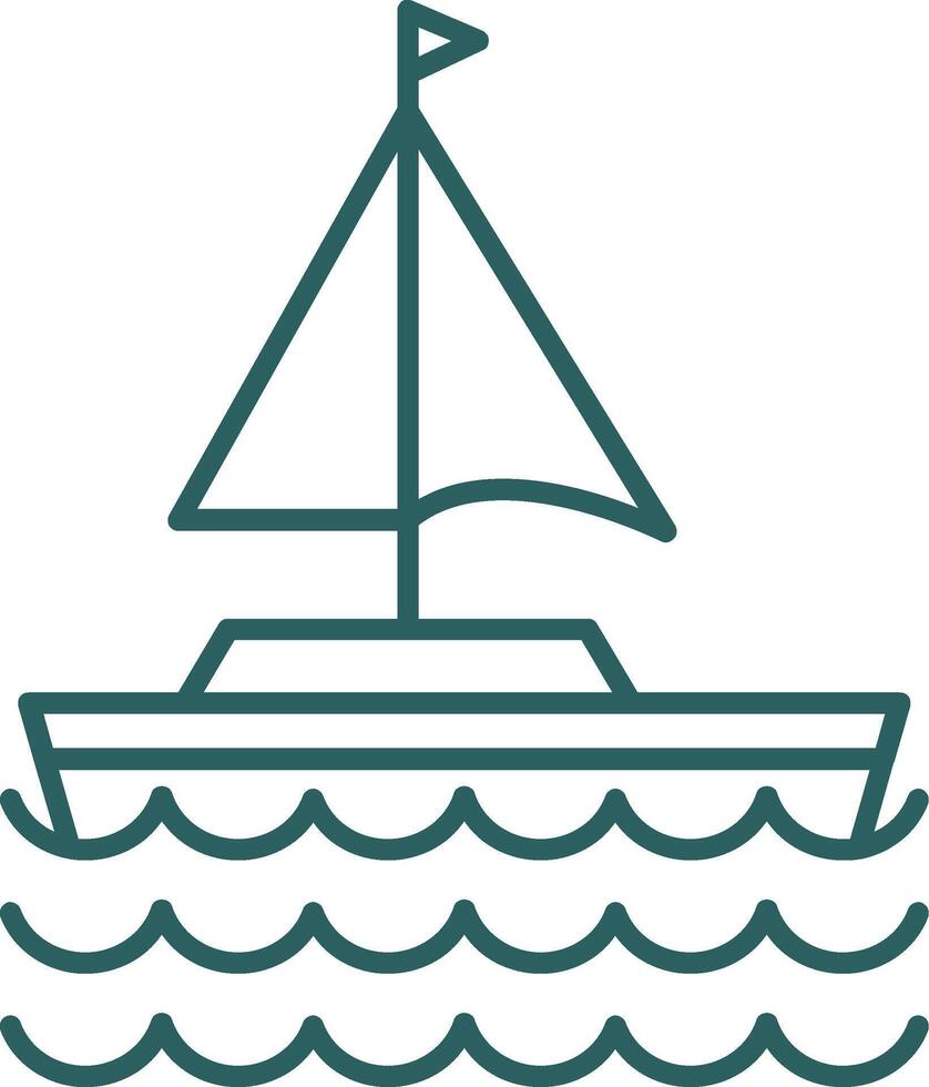 Sail Boat Line Gradient Icon vector