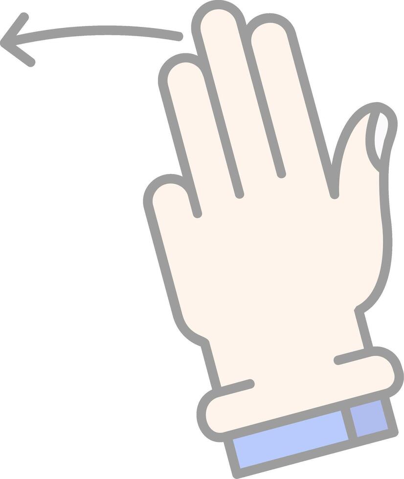 Three Fingers Left Line Filled Light Icon vector