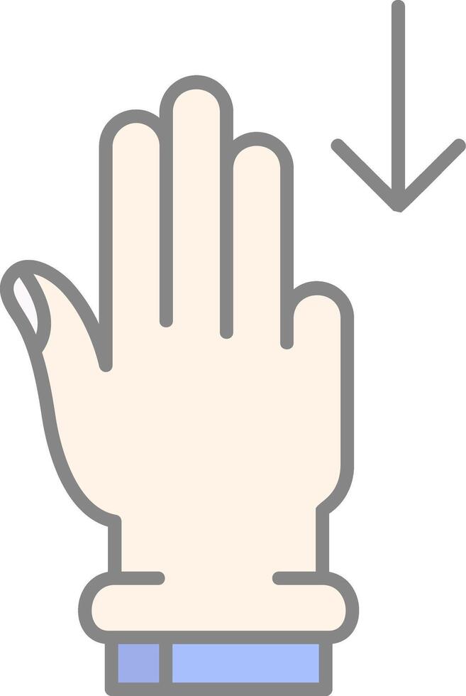 Three Fingers Down Line Filled Light Icon vector