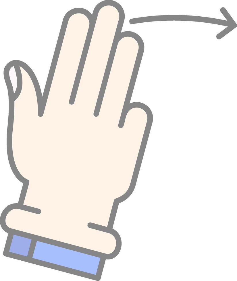 Three Fingers Right Line Filled Light Icon vector