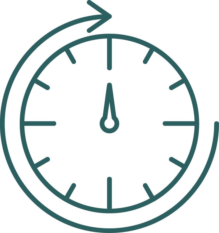 Round Clock Line Gradient Icon vector