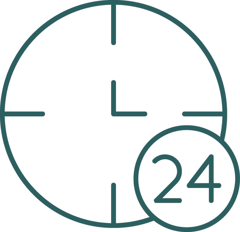 24 Hours Line Gradient Icon vector