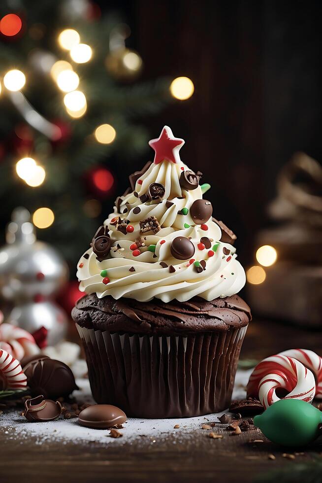 christmas cake with chocolate photo