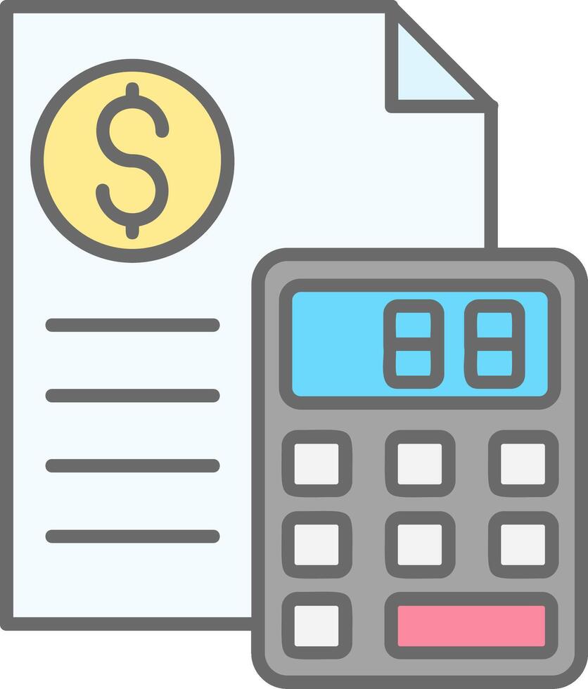Calculator Line Filled Light Icon vector