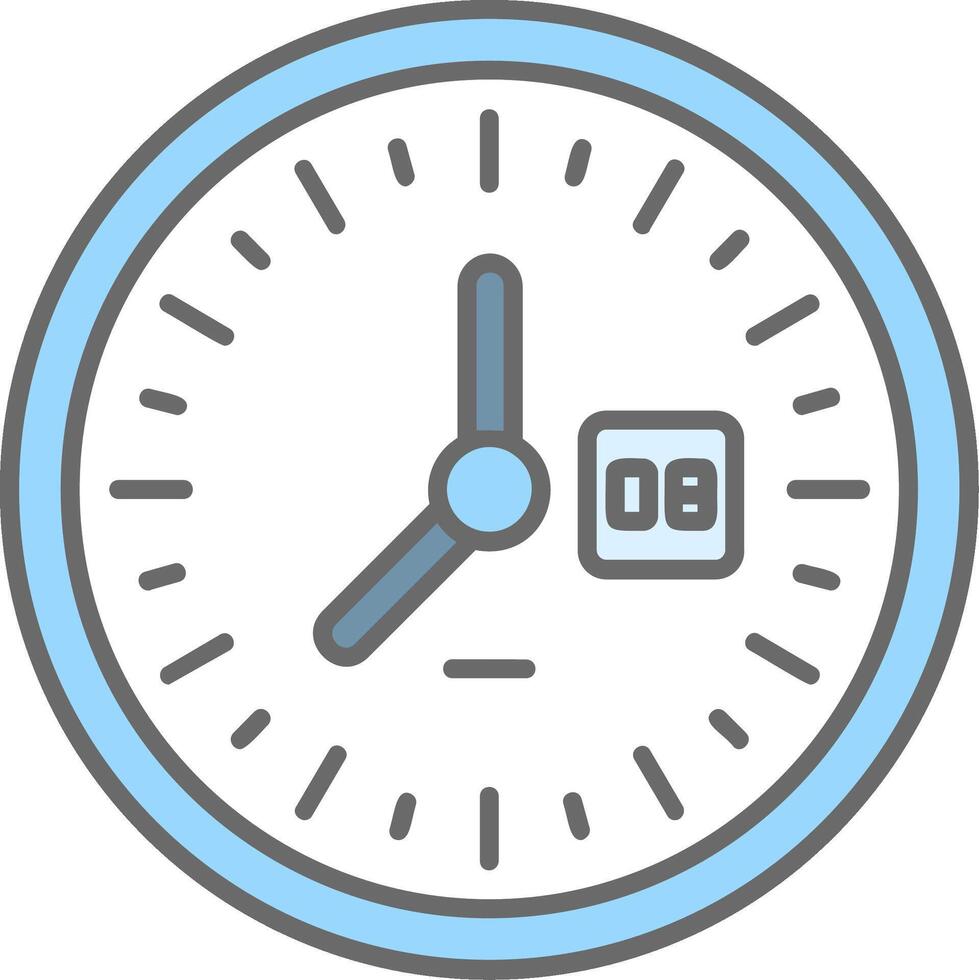 reloj línea lleno ligero icono vector