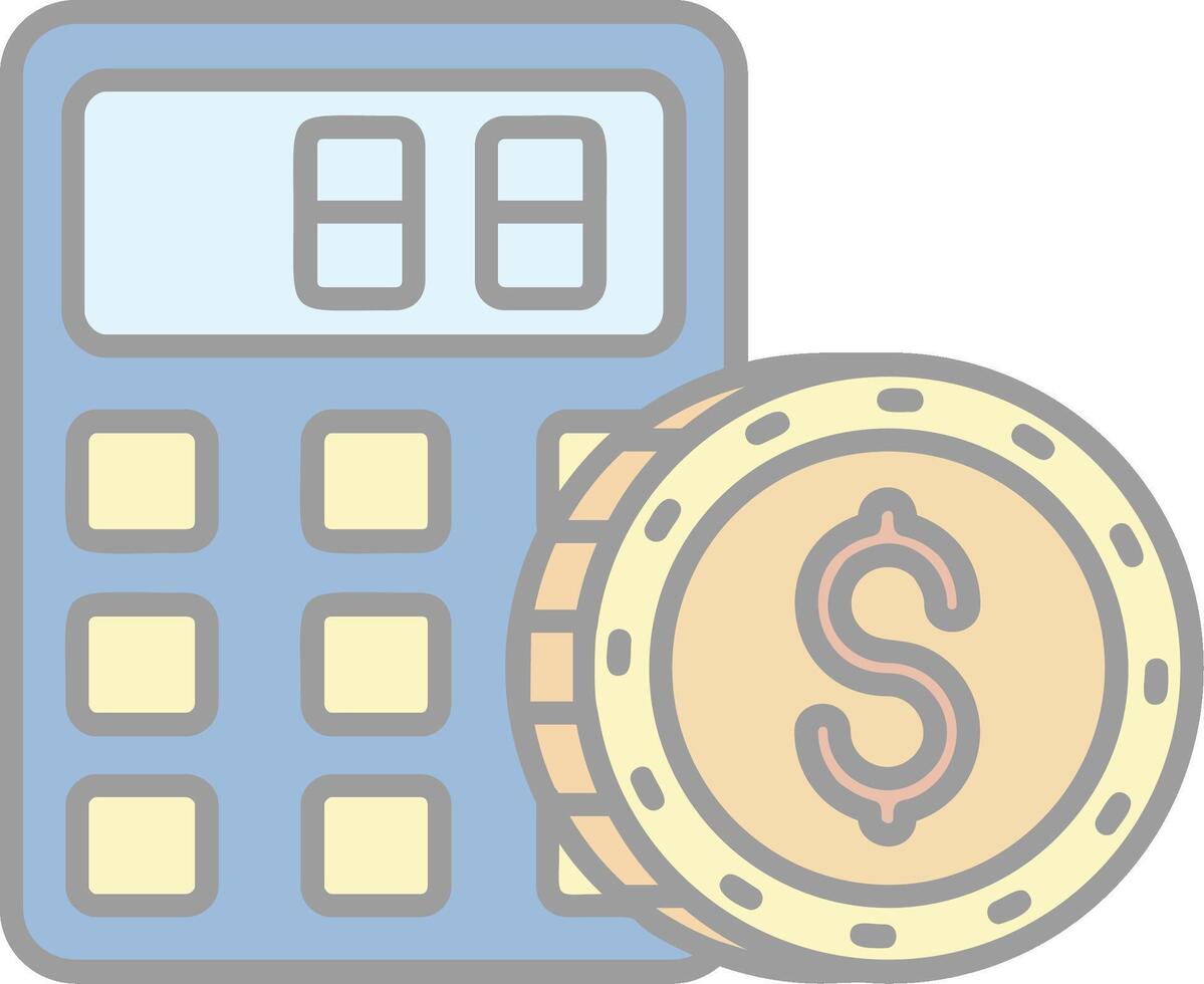 Calculator Line Filled Light Icon vector