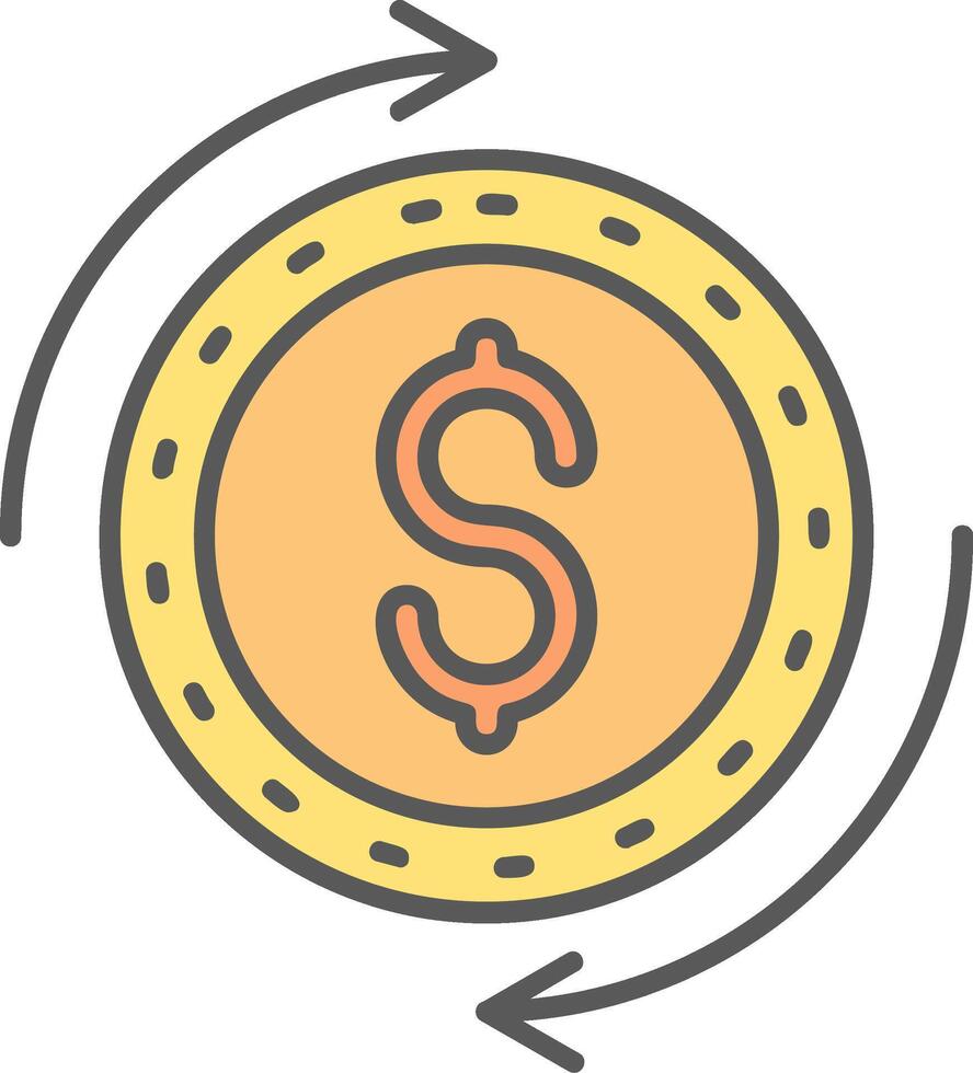 Dollar Line Filled Light Icon vector