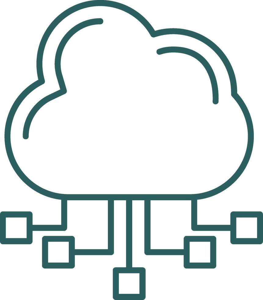icono de gradiente de línea de servidor en la nube vector