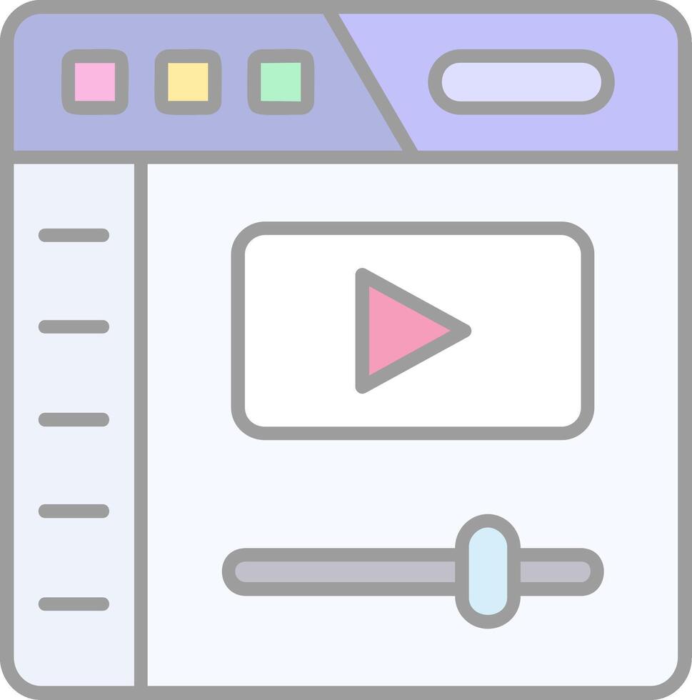 Video player Line Filled Light Icon vector