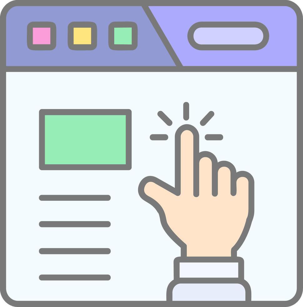 Click Line Filled Light Icon vector