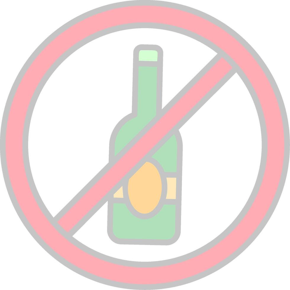 No alcohol línea lleno ligero icono vector