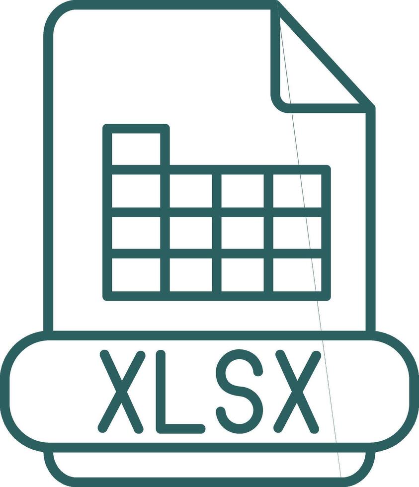 icono de gradiente de línea xlsx vector