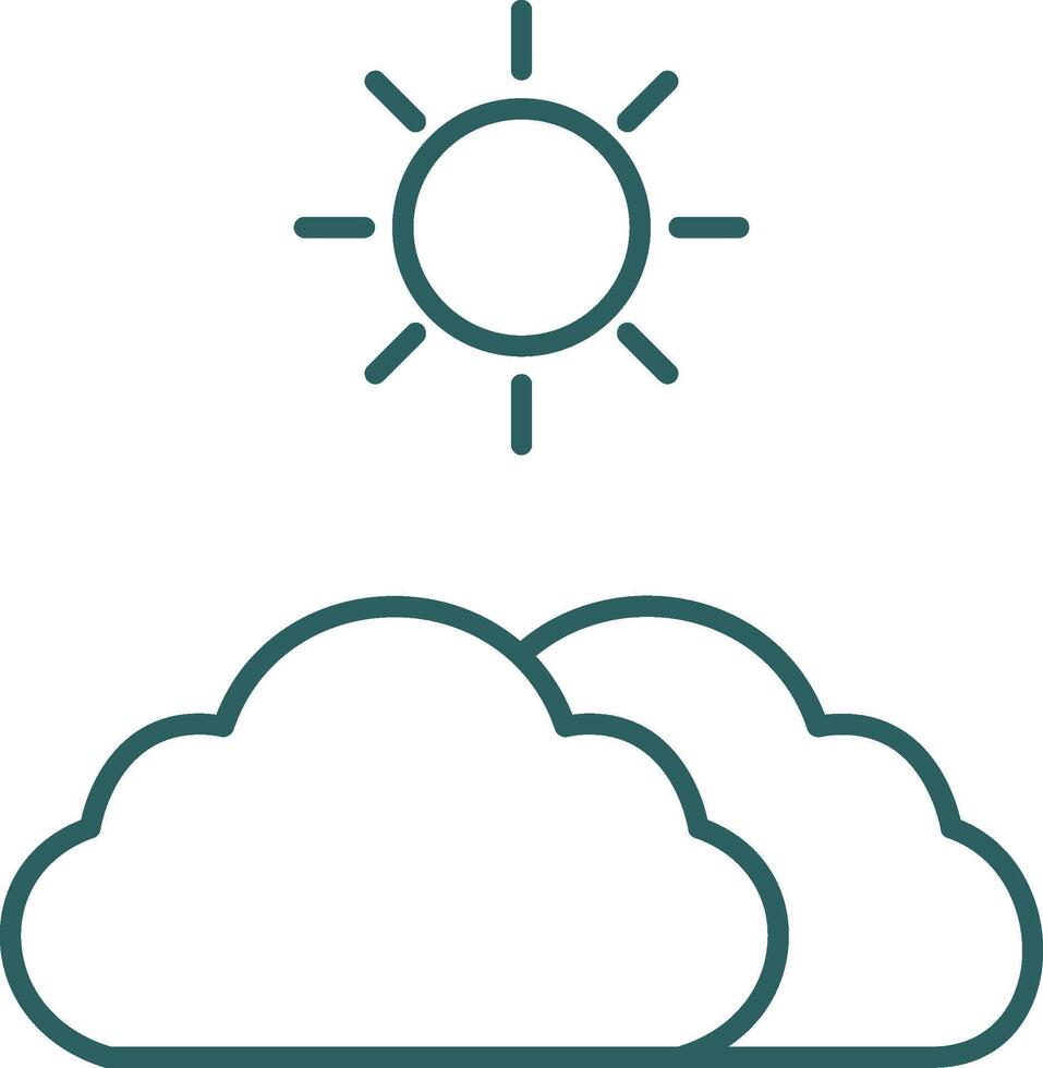 Clouds And Sun Line Gradient Icon vector