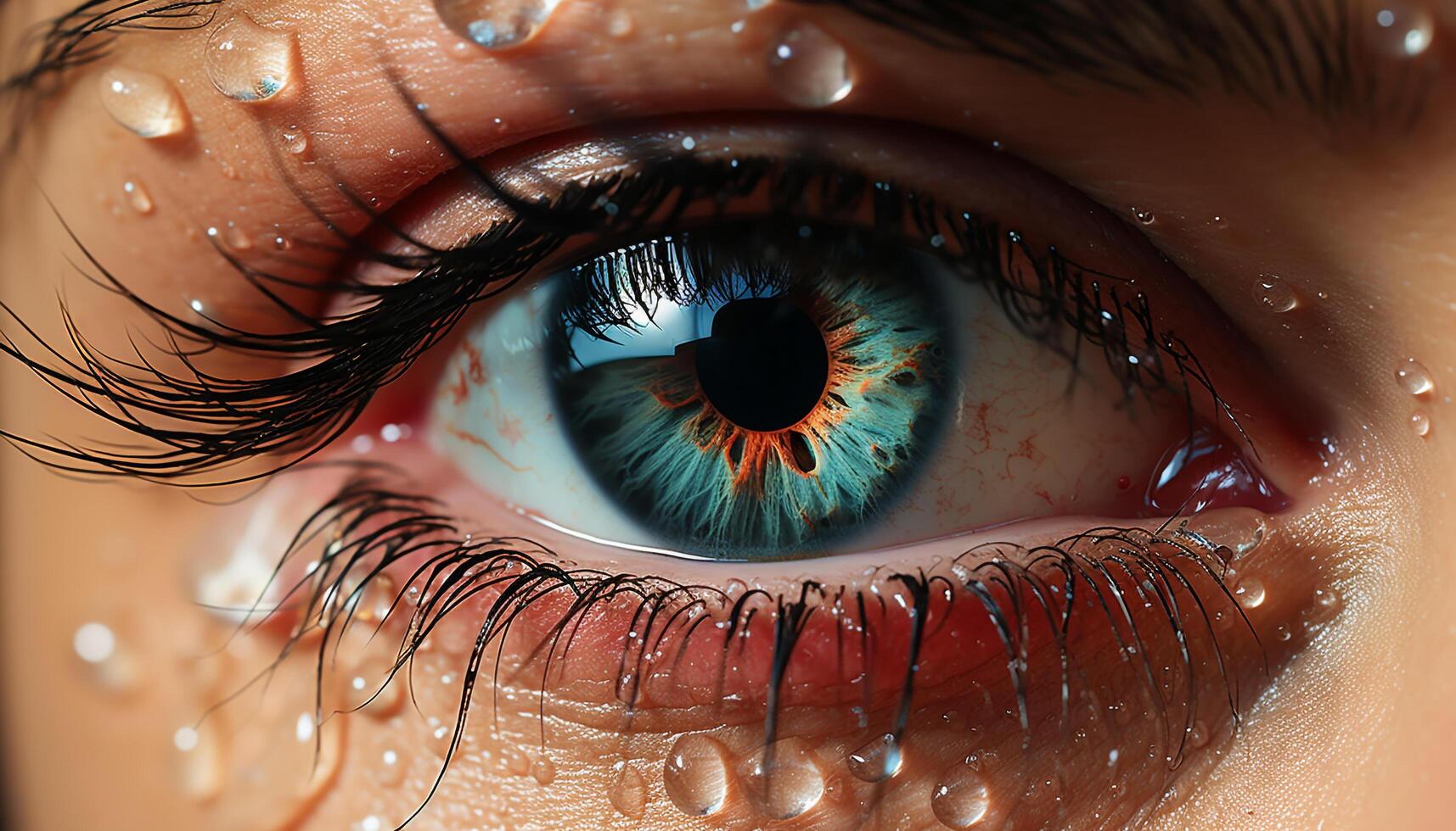 AI generated Vibrant blue iris staring, close up, looking at camera generated by AI photo