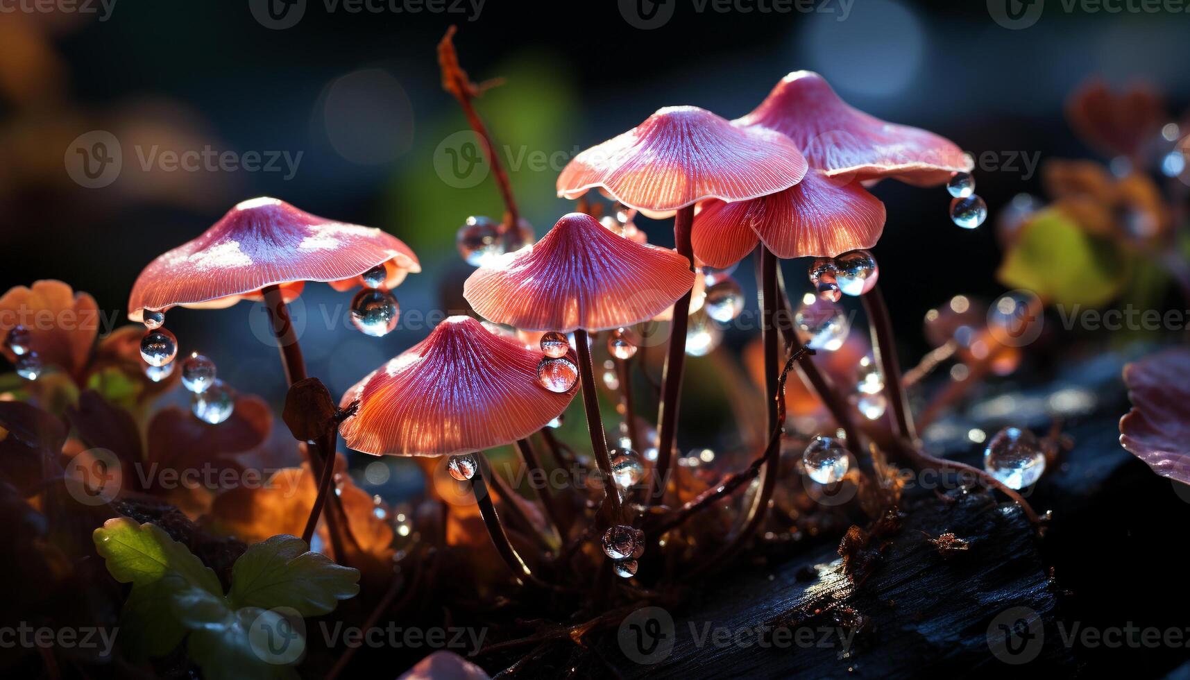 AI generated Freshness and beauty in nature, a colorful toadstool generated by AI photo