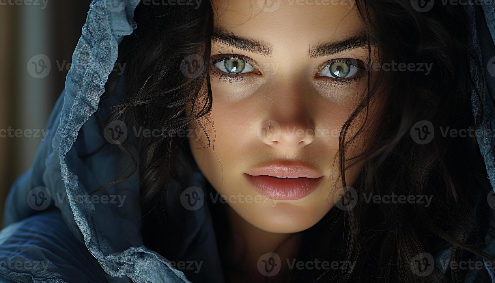 AI generated Young adult woman looking at camera with confidence generated by AI photo
