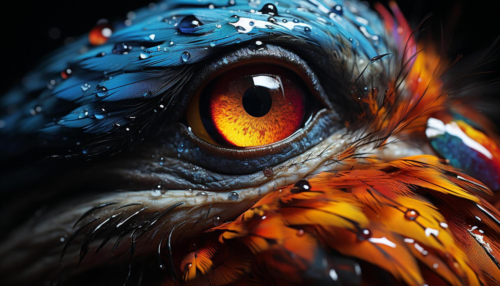 AI generated Vibrant colored bird with feathers looking at camera generated by AI photo