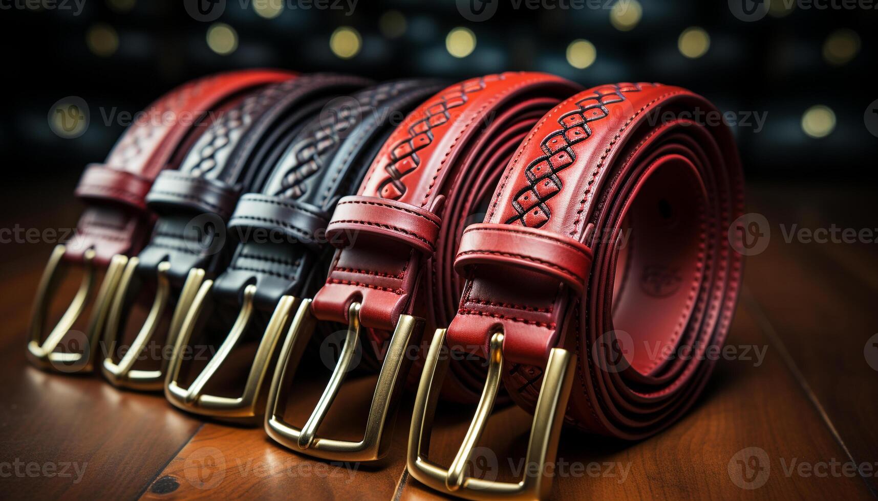 AI generated Shiny leather belt buckle adds modern elegance generated by AI photo