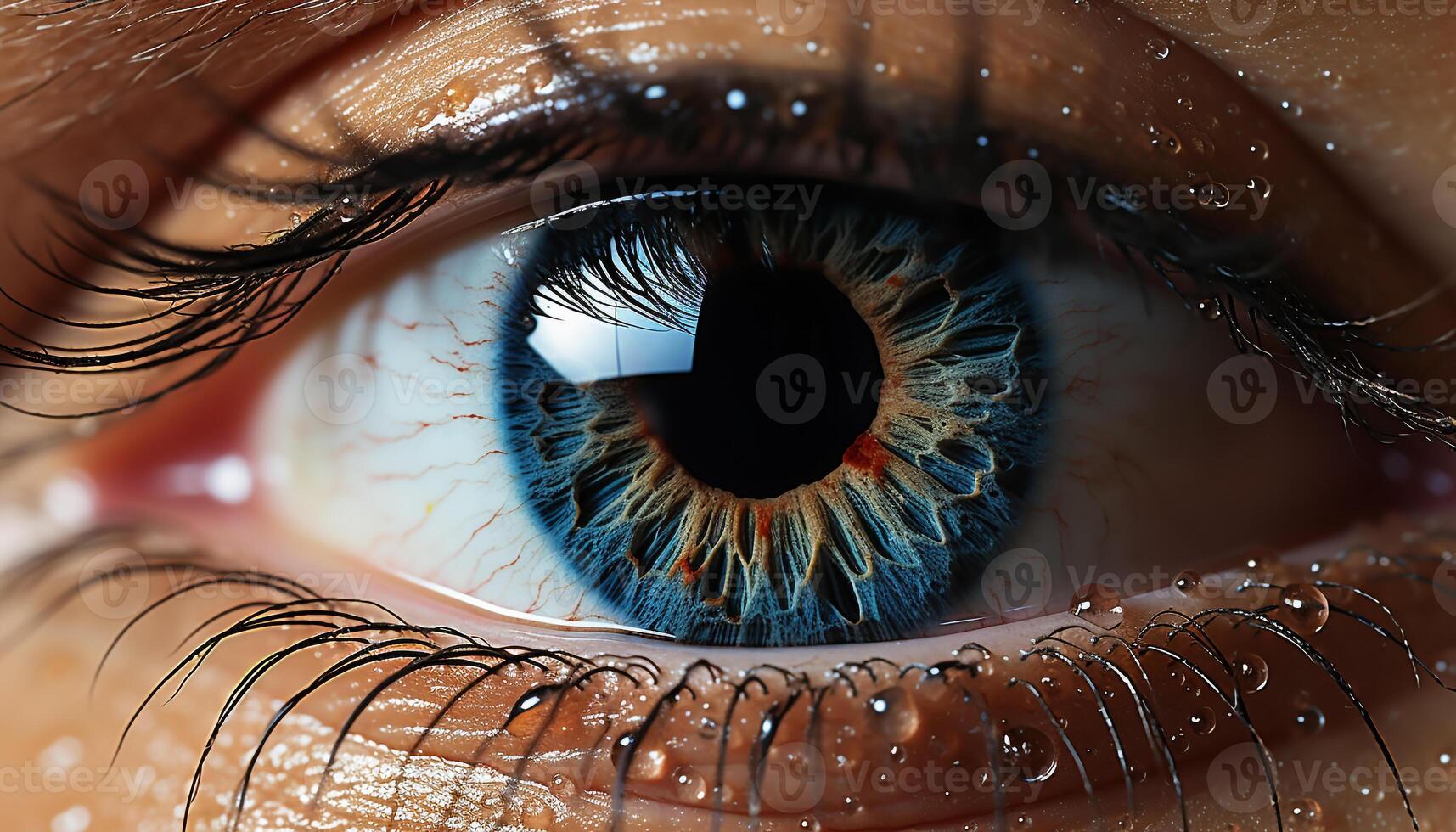 AI generated Blue eye staring, close up, beauty in one person generated by AI photo