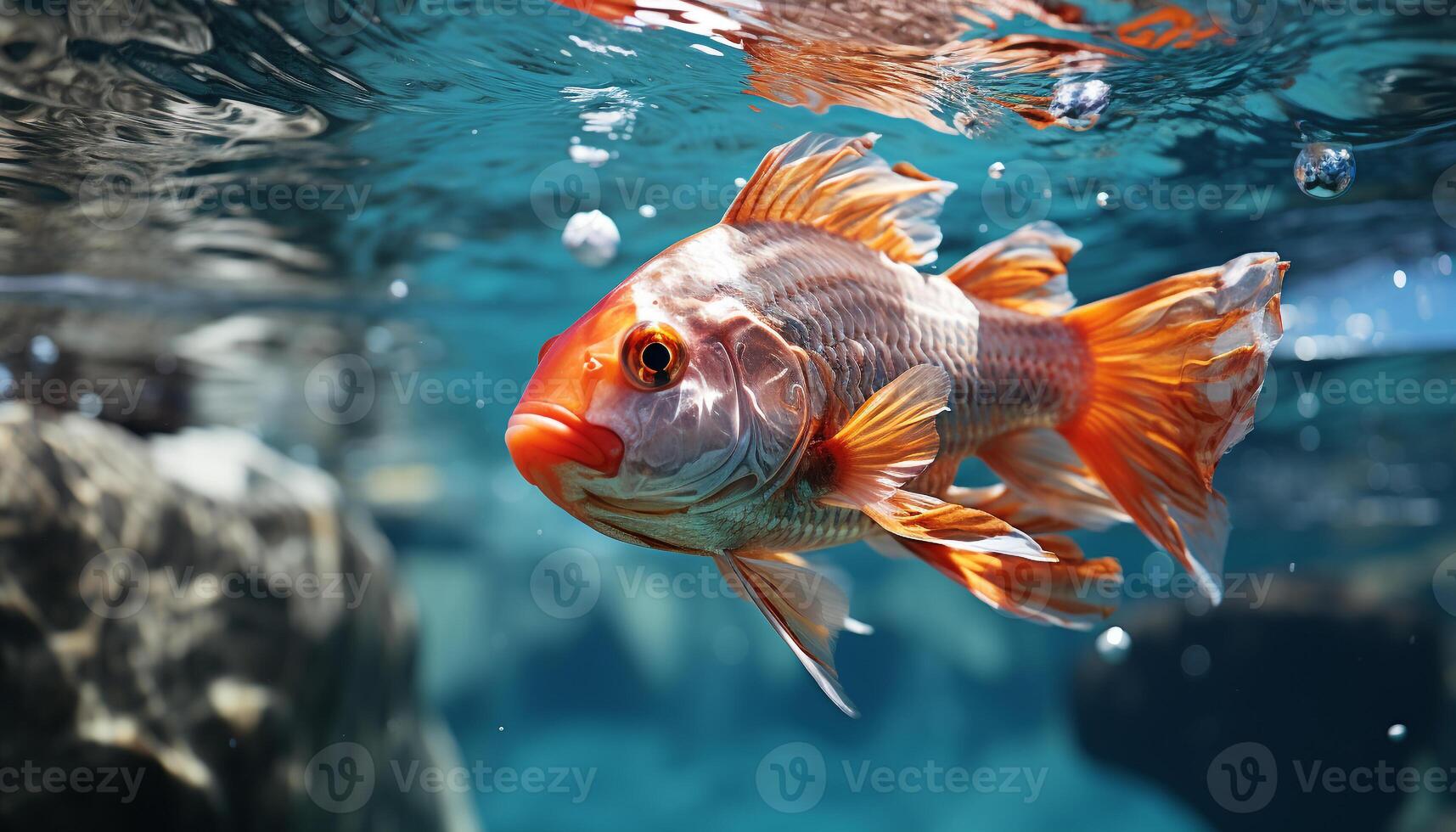 AI generated Colorful fish swimming in a vibrant underwater world generated by AI photo
