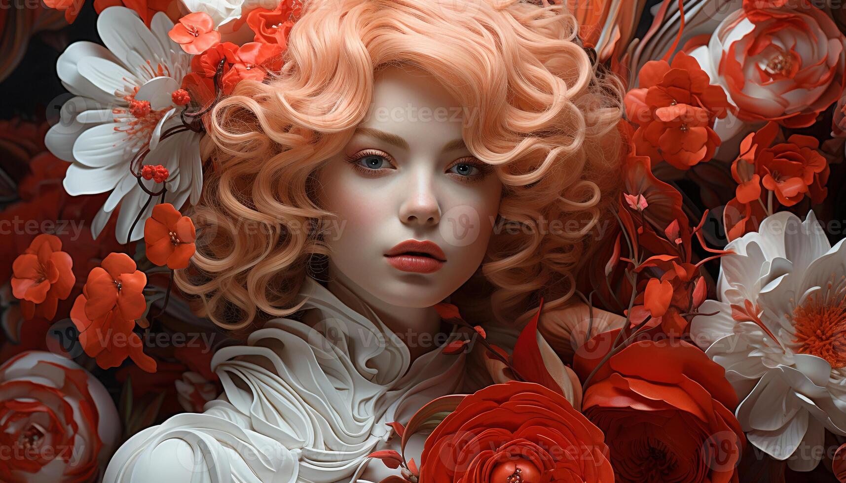 AI generated Beautiful blond woman with flower in her hair generated by ...