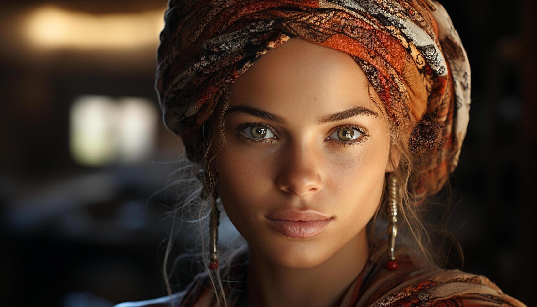 AI generated Young woman looking at camera with confidence generated by AI photo