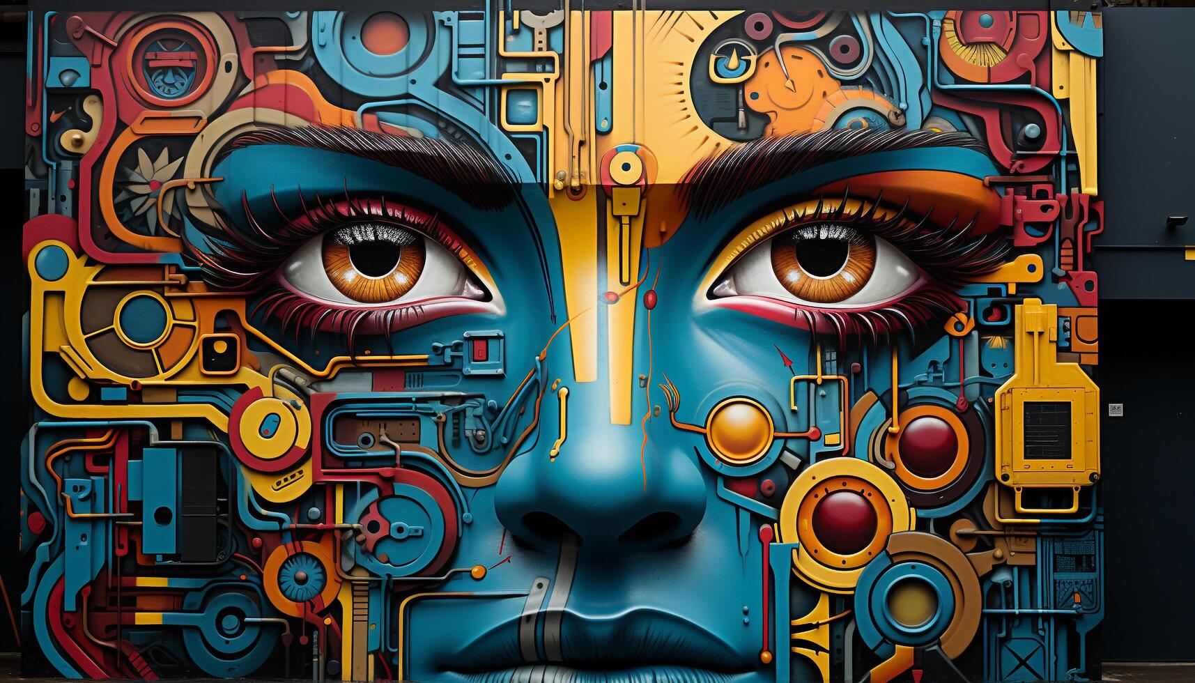 AI generated Abstract men create vibrant, futuristic machinery with imagination generated by AI photo