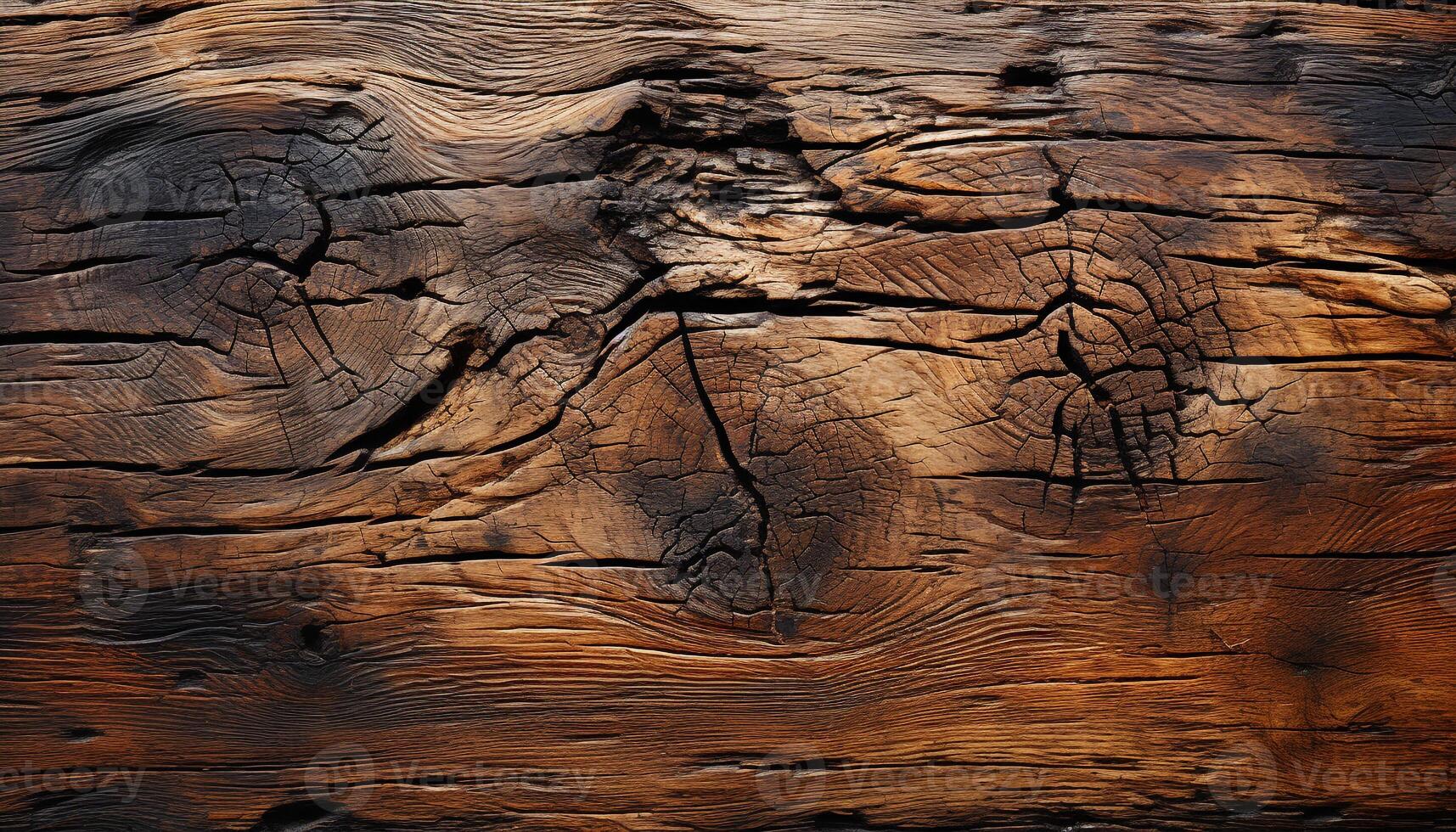 AI generated Old timber plank with rough wood grain pattern generated by AI photo