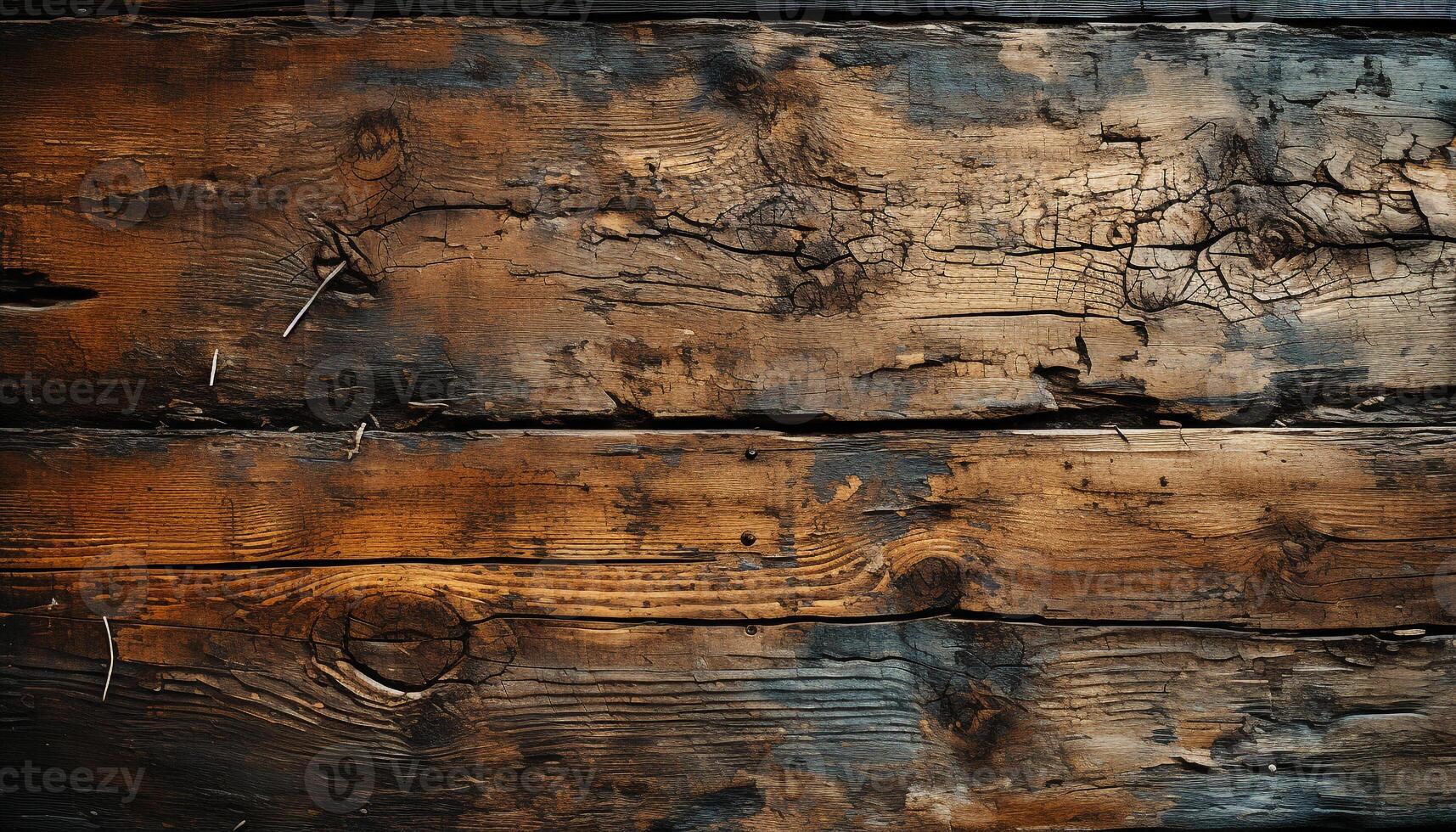 AI generated Old weathered wood plank with rustic striped pattern generated by AI photo