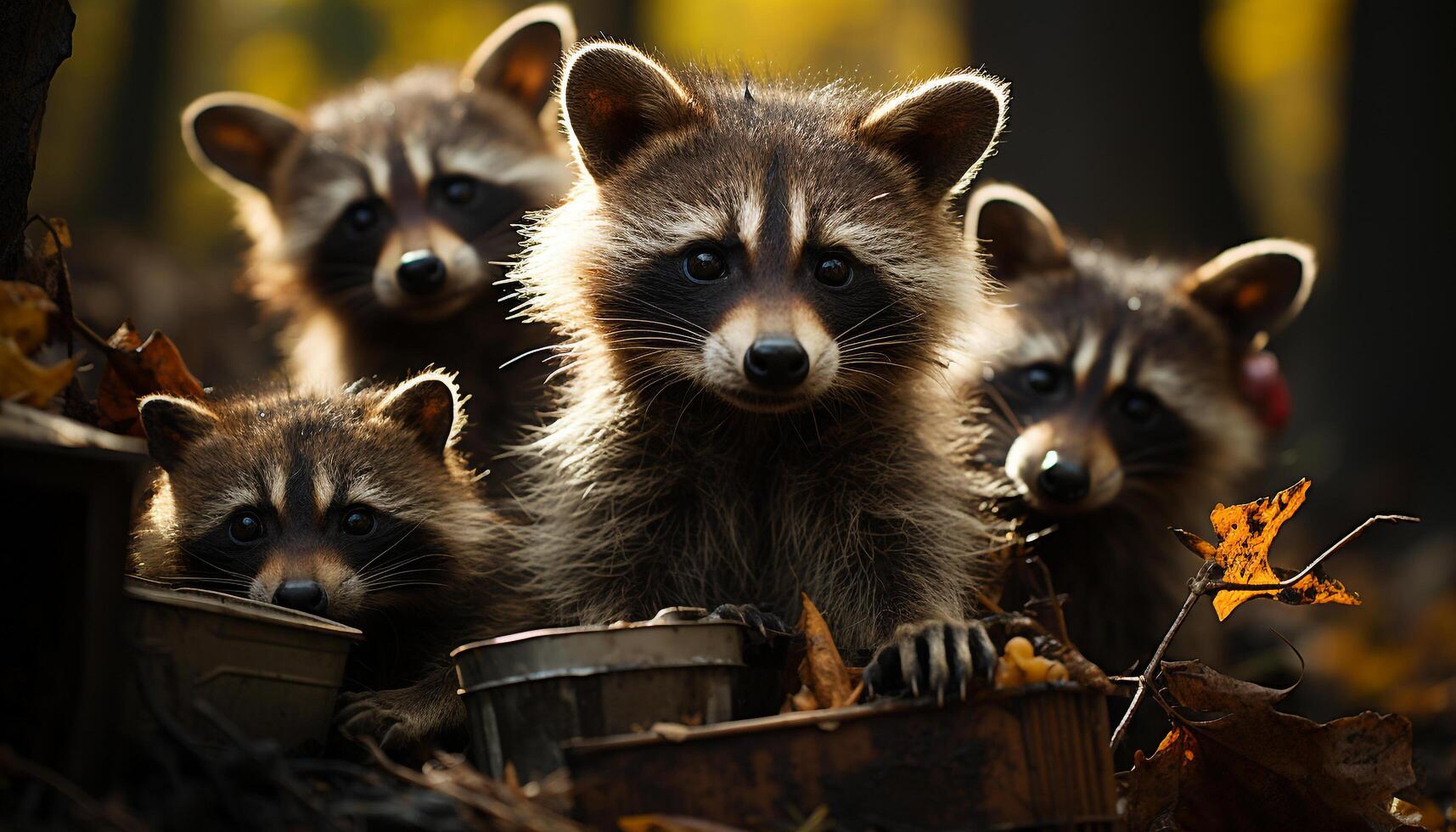 AI generated Cute small mammal sitting in autumn forest generated by AI photo