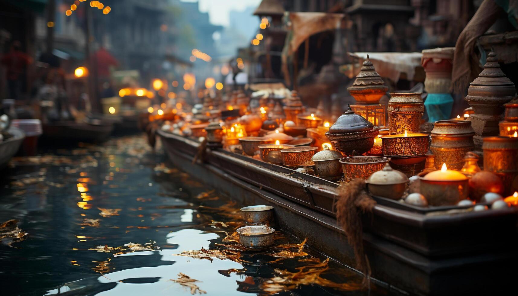 AI generated Burning candle illuminates spirituality in Indian culture generated by AI photo