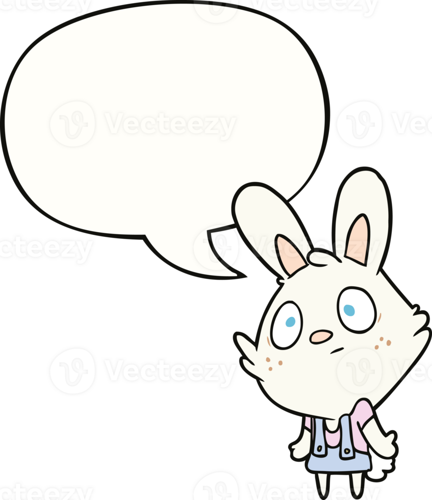 cute cartoon rabbit shrugging shoulders and speech bubble png