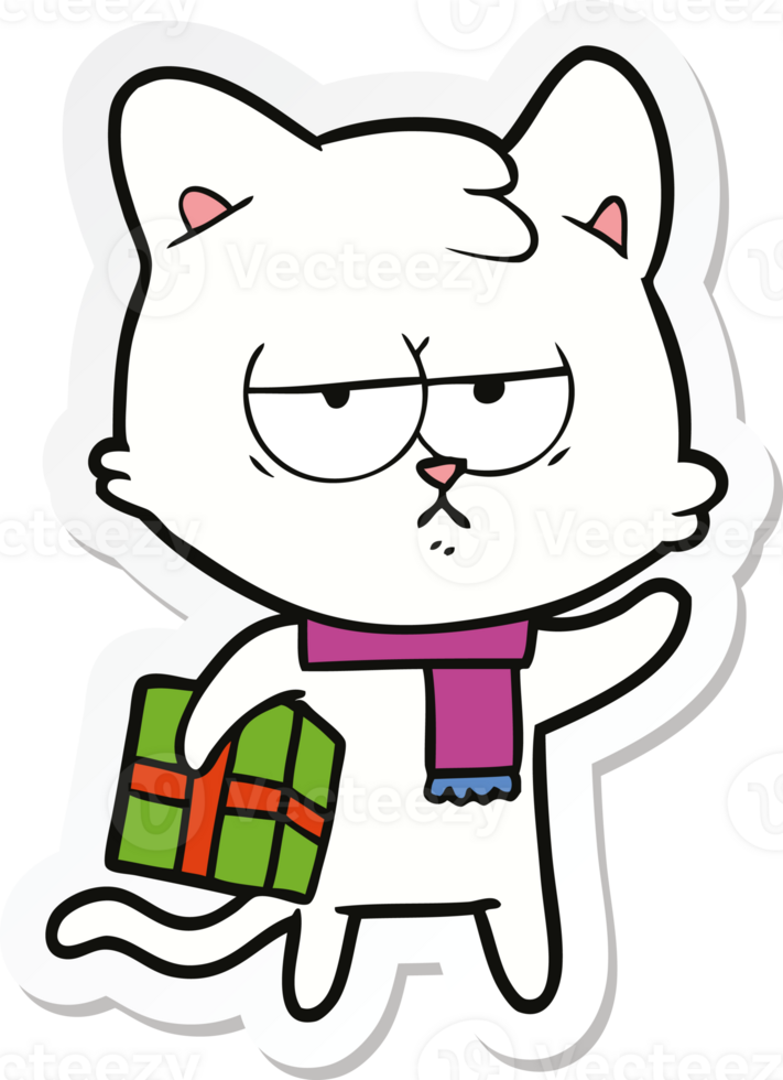 sticker of a bored cartoon cat png