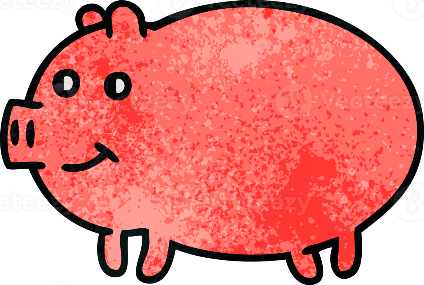 retro grunge texture cartoon pig png