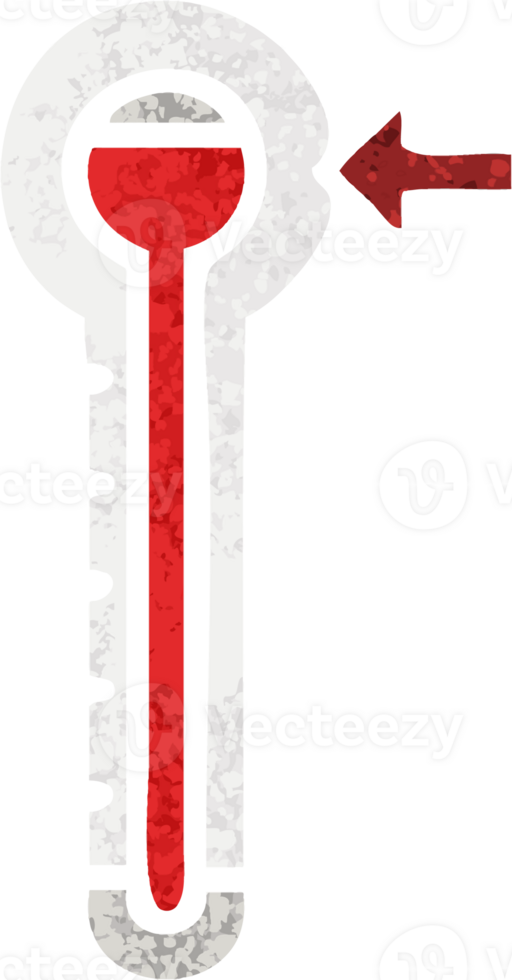 retro illustration style cartoon hot thermometer png