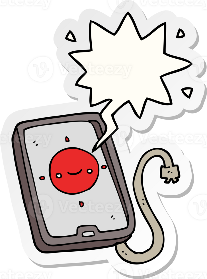 cartoon mobiele telefoon en tekstballon sticker png