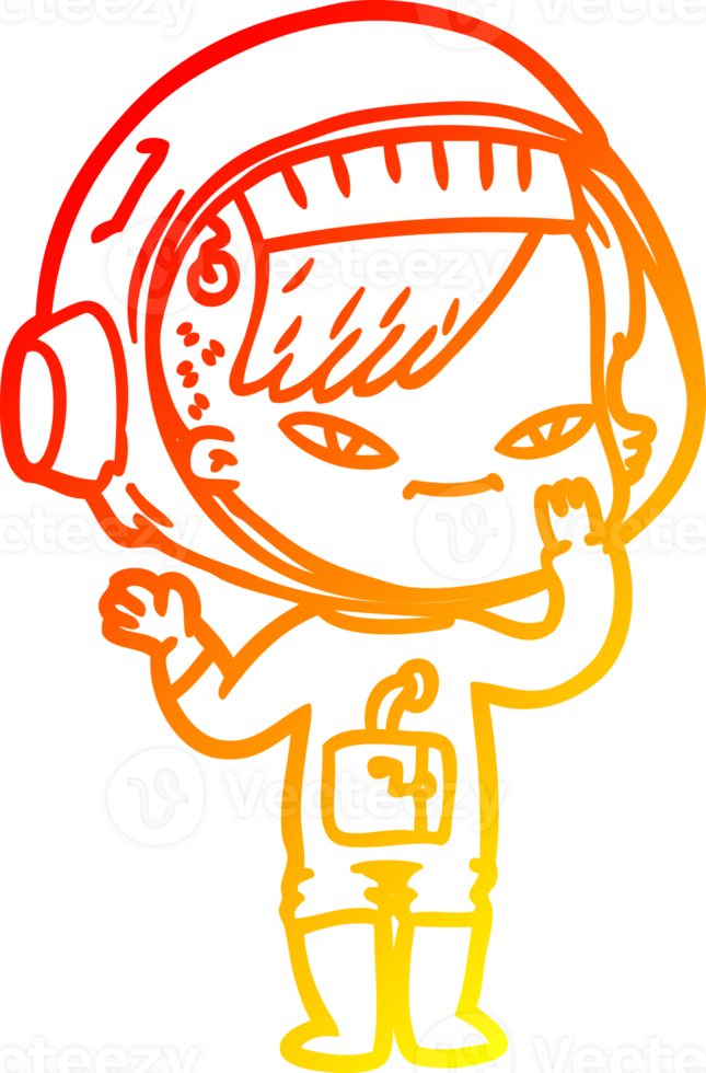 warm gradient line drawing cartoon astronaut woman png