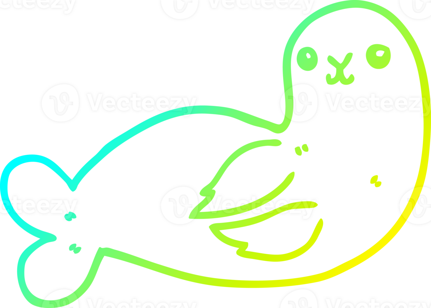cold gradient line drawing cartoon seal png