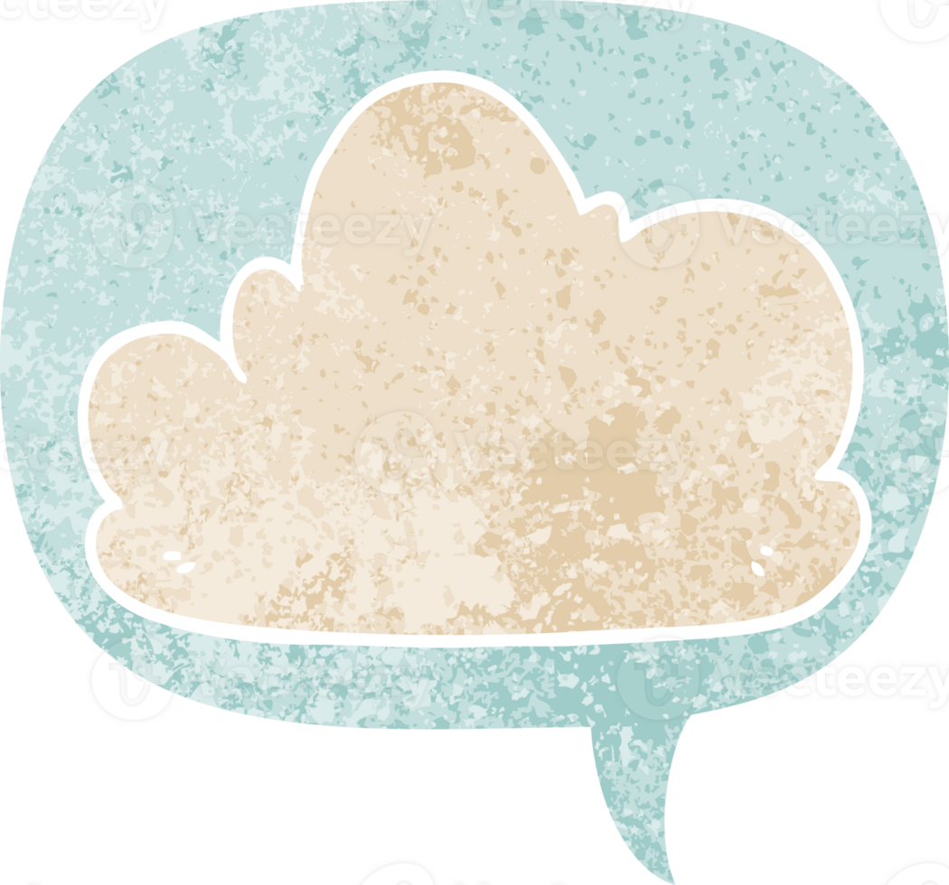 cartoon cloud and speech bubble in retro textured style png